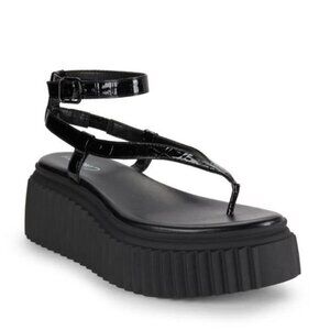 Circus by Sam Edelman Elana Buckle Ankle Strap Platform Sandals Black Croco